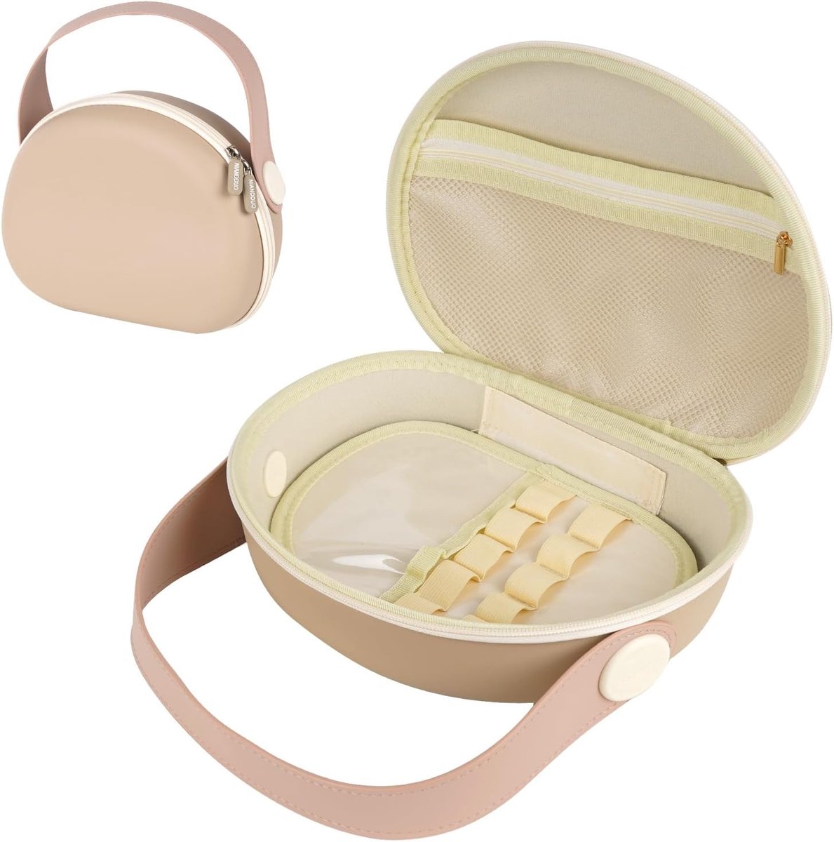 SnelShoppen - Grote Capaciteit Make-up Tas voor Vrouwen, Waterdichte Reisset Cosmetica Organizer met Handvat in Bruin, Ideaal voor Reizen en Dagelijks