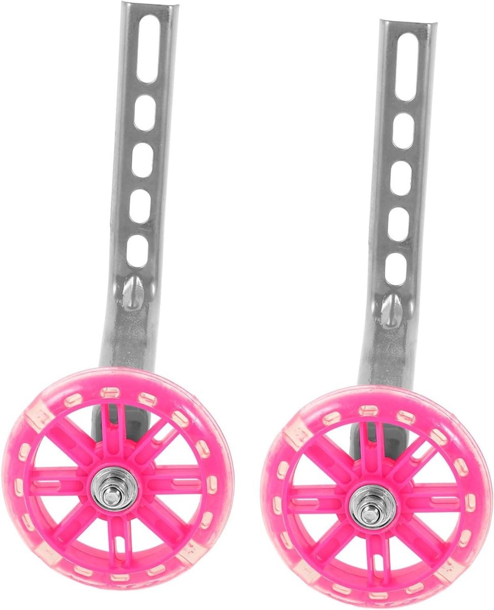 Kinder Fiets Stabilisatoren - Hulpwielen Fiets - Leren Fietsen - Geluidsloos en Antislip - 28 cm - Roze
