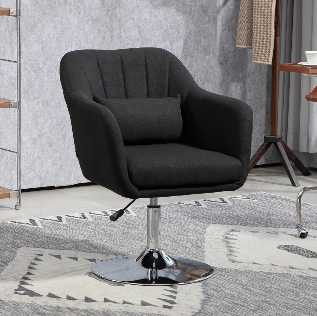 COVREO Bureaustoel 60x60x91 cm zwart, polyester met armleuningen