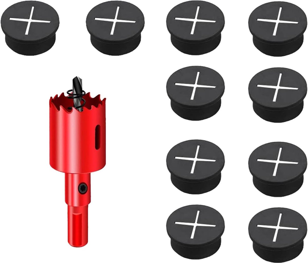 10Pcs Desk Grommet, 25mm Desk Cable Grommet Desk Cable Hole Covers Organize Office and Home Table Cable (Black, 25mm) - ShopVlot