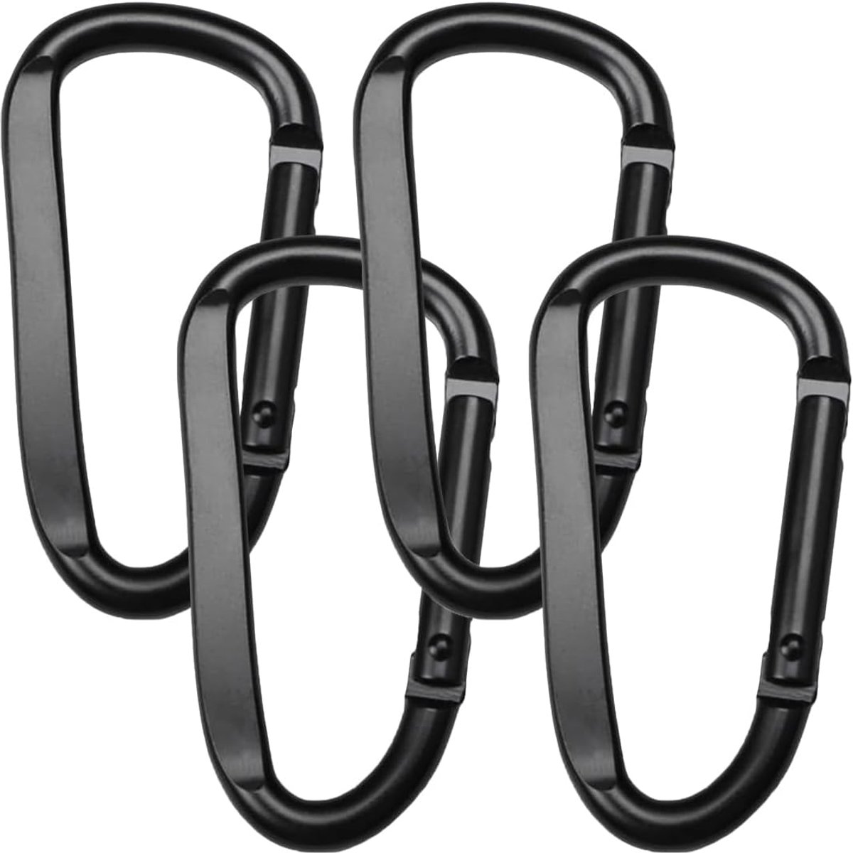 SnelShoppen - Set van 4 Zwart Aluminium Schroef Karabijnhaken - Duurzaam en Lichtgewicht voor Camping, Hiking, Reis en Sleutelhanger