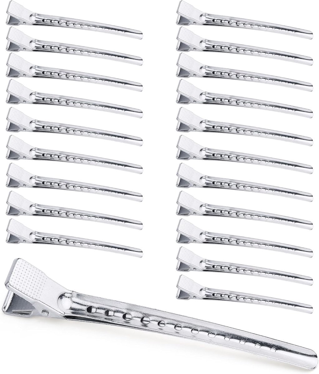 SnelShoppen - 20 Stuks Metalen Duckbill Haarspelden 10.5 cm - Lange Styling Clips voor Kapsels - Zilveren Pin Curl Haarclips voor Vrouwen en Meisjes