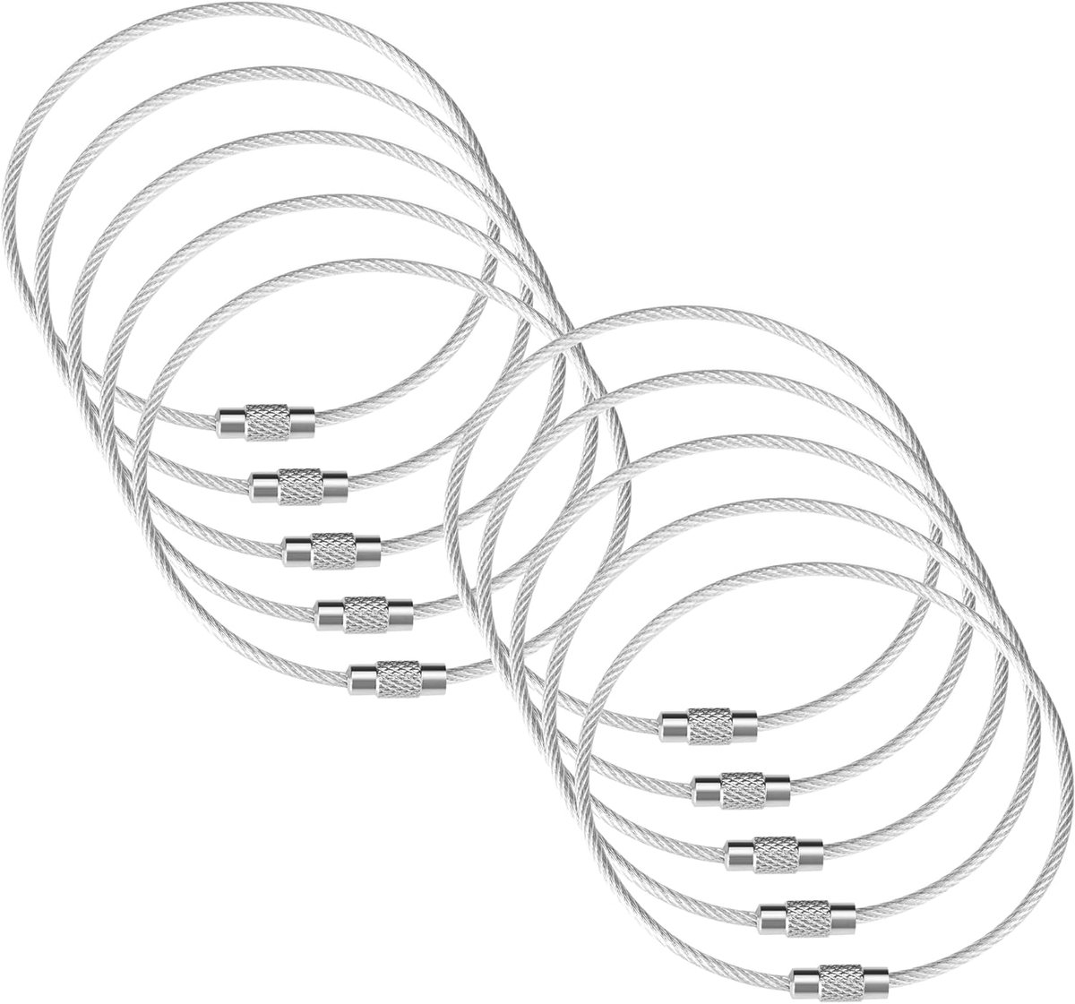 Sleutelhangers 20 stuks - RVS met nylon coating - 2 mm draad - Voor veelzijdig gebruik - ShopVlot