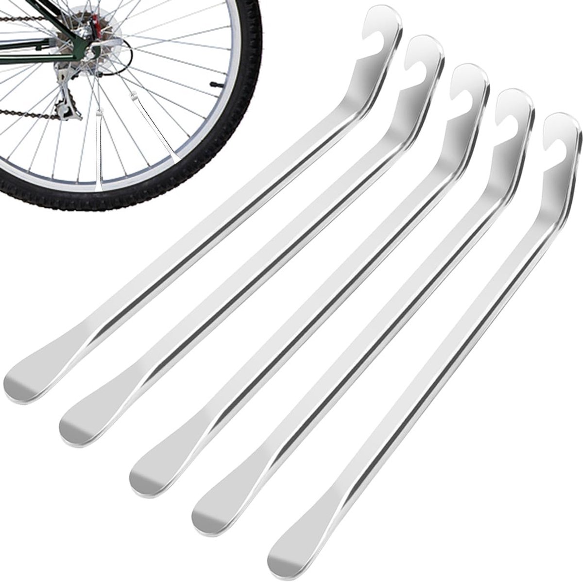 SnelShoppen - 5 Stuks Metalen Fietsbandlichters, Duurzame Carbon Staal Bandenlichters, Ideaal voor Fietsband Reparatie en Vervanging