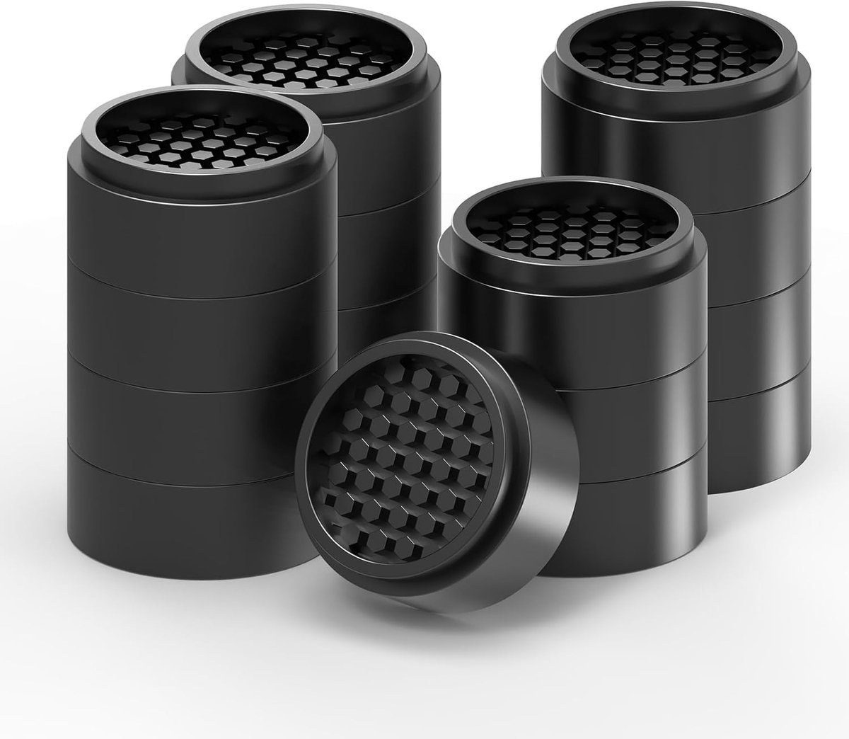SnelShoppen - 16 Pack Verstelbare Meubelverhogers 2.5 cm voor Wasmachine, Stapelbare Ronde Bedverhogers Creëren Extra Hoogte van 2.5cm, 5cm of 7.5cm v