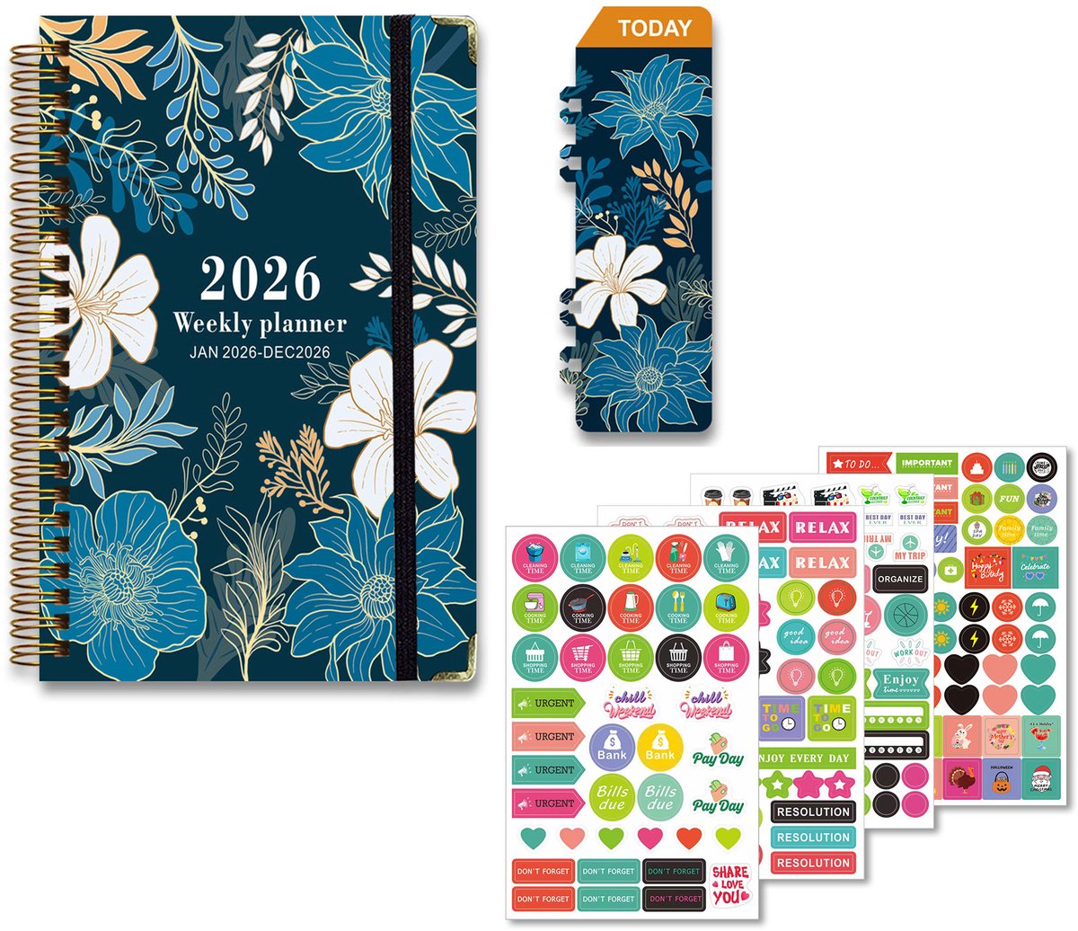 Agenda 2026 2027 - Academische A5 Jaarplanner van Juli 2026 tot Juni 2027 - Weekoverzicht Schoolagenda met Bloemenpatroon - Meerkleurig