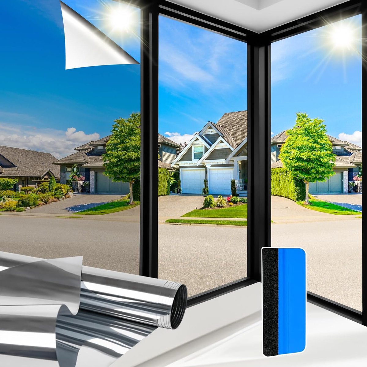 One Way Window Film Privacy 30x200 cm - Zelfklevend - Zichtbescherming - Ideaal voor thuis of op kantoor - SnelShoppen