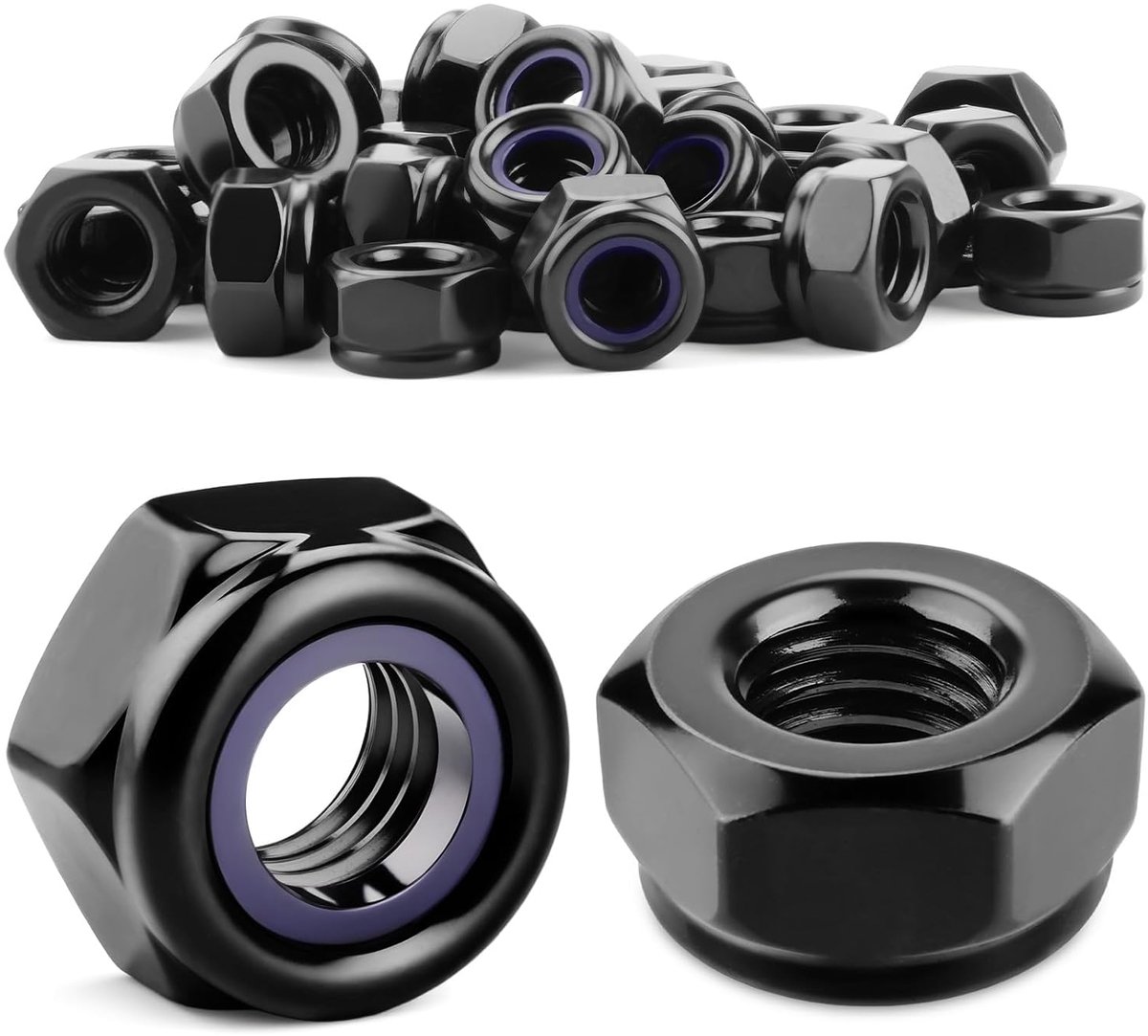 SnelShoppen - M5 Zelfborgende Moeren 15 Stuks Zwart Lockmoer met Nylon Ring DIN 985 voor Meubelmontage, Tuin, Motoren en Zonnepanelen