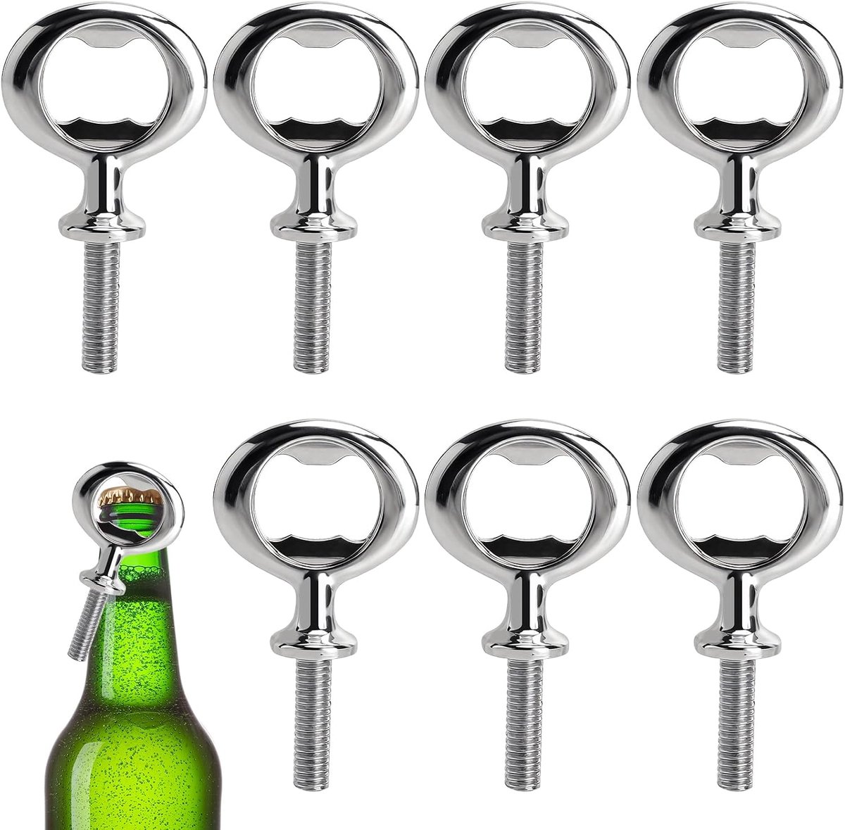 Bieropener set 4 stuks - RVS met schroefdraad - Eenvoudig te installeren - Perfect voor elke gelegenheid - ShopVlot