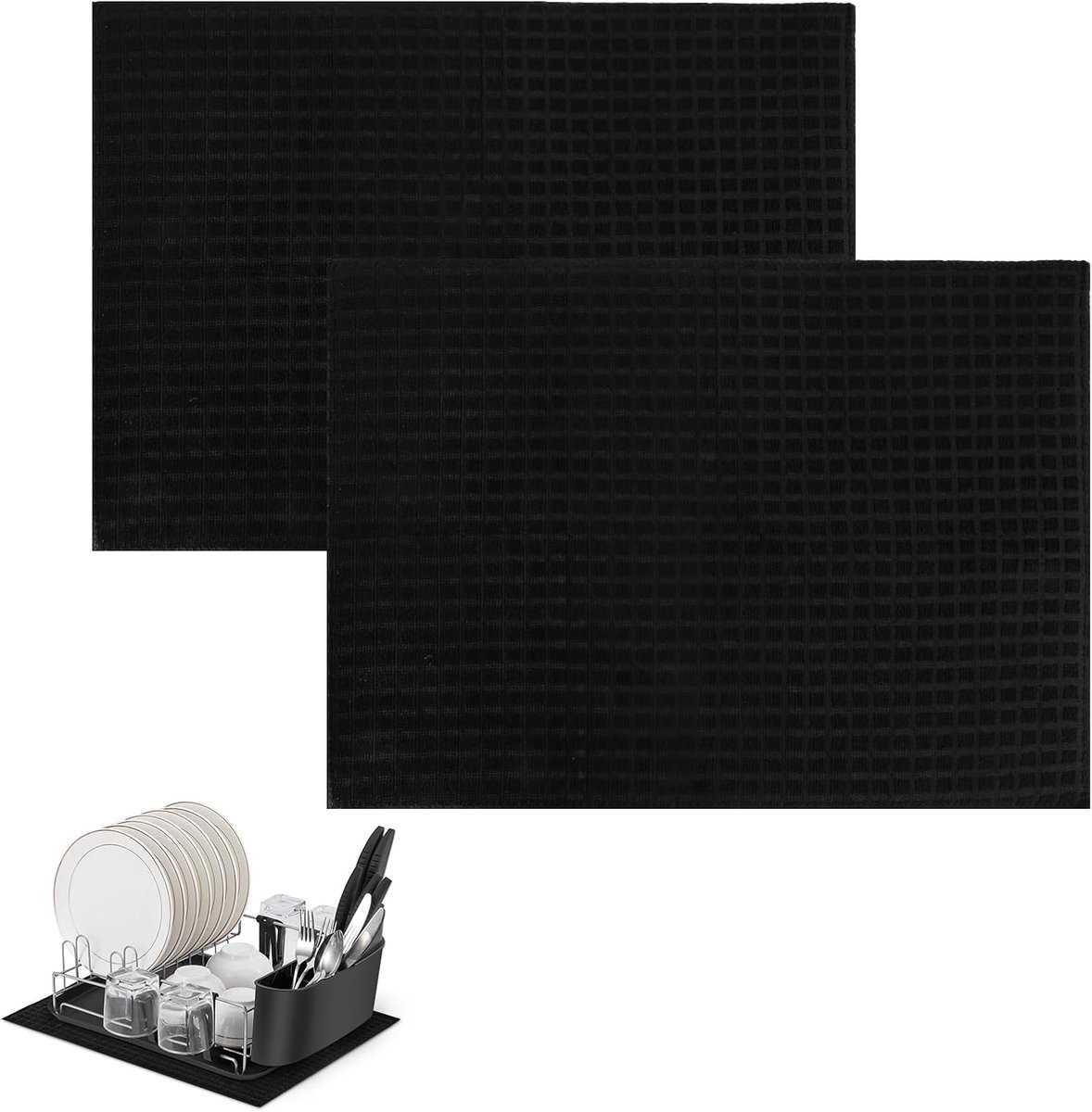 SnelShoppen - Set van 2 Microvezel Droogmat, 50 x 38 cm, Afwas Droogmat, Drainerende Mat, Keukenmat, Geschikt voor Gootsteen, Eettafels en Keuken Gere