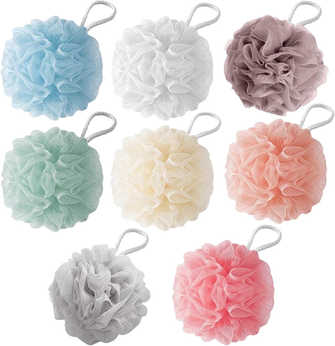 Douchespons, 8 stuks, 50 g, kleur, badspons, loofah, zacht, duurzaam - ShopVlot