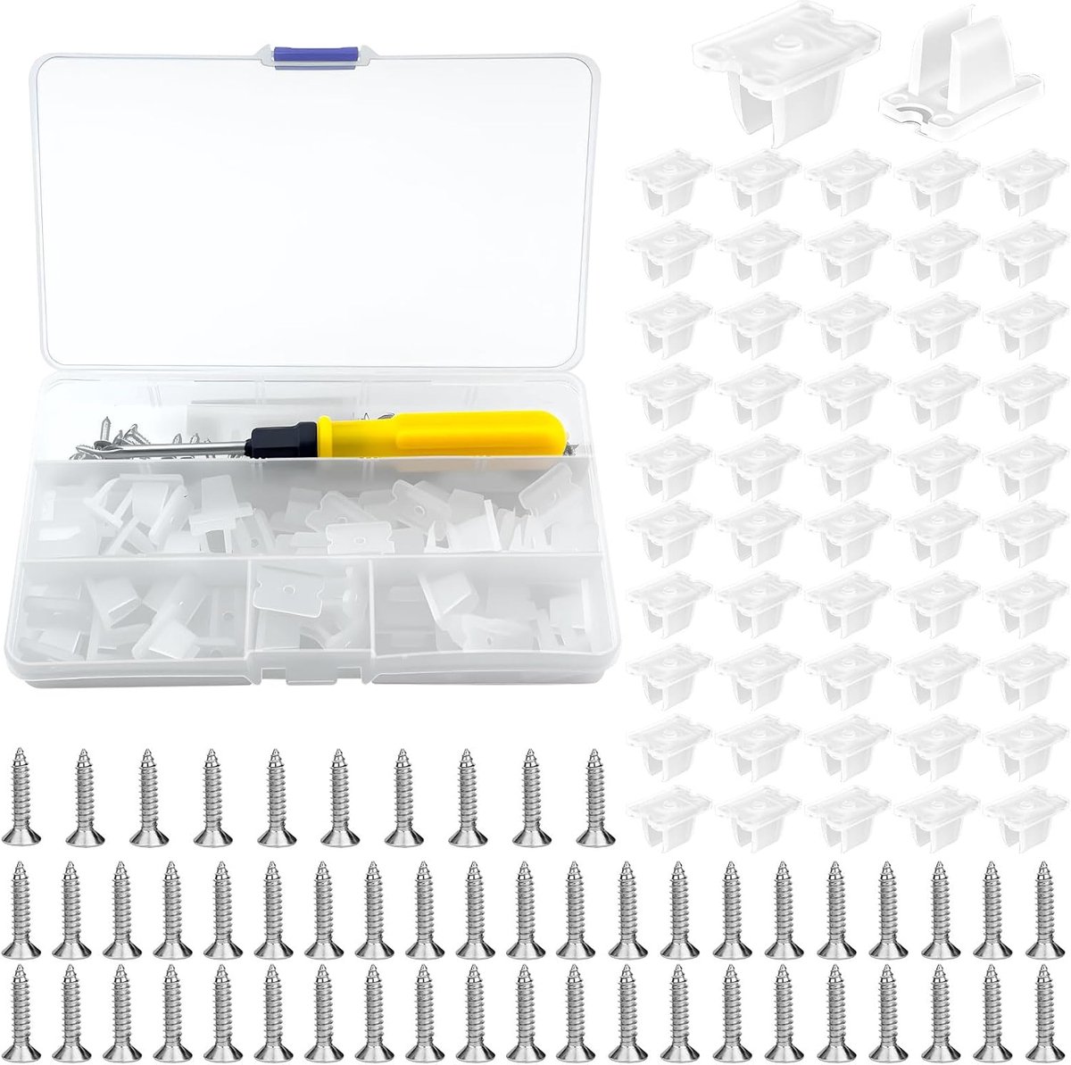 Pack of 50 LED Strip Clips, Suitable for 5mm LED Strip Attachment with 1 Screwdriver and 50 Screws for Fixing LED - ShopVlot