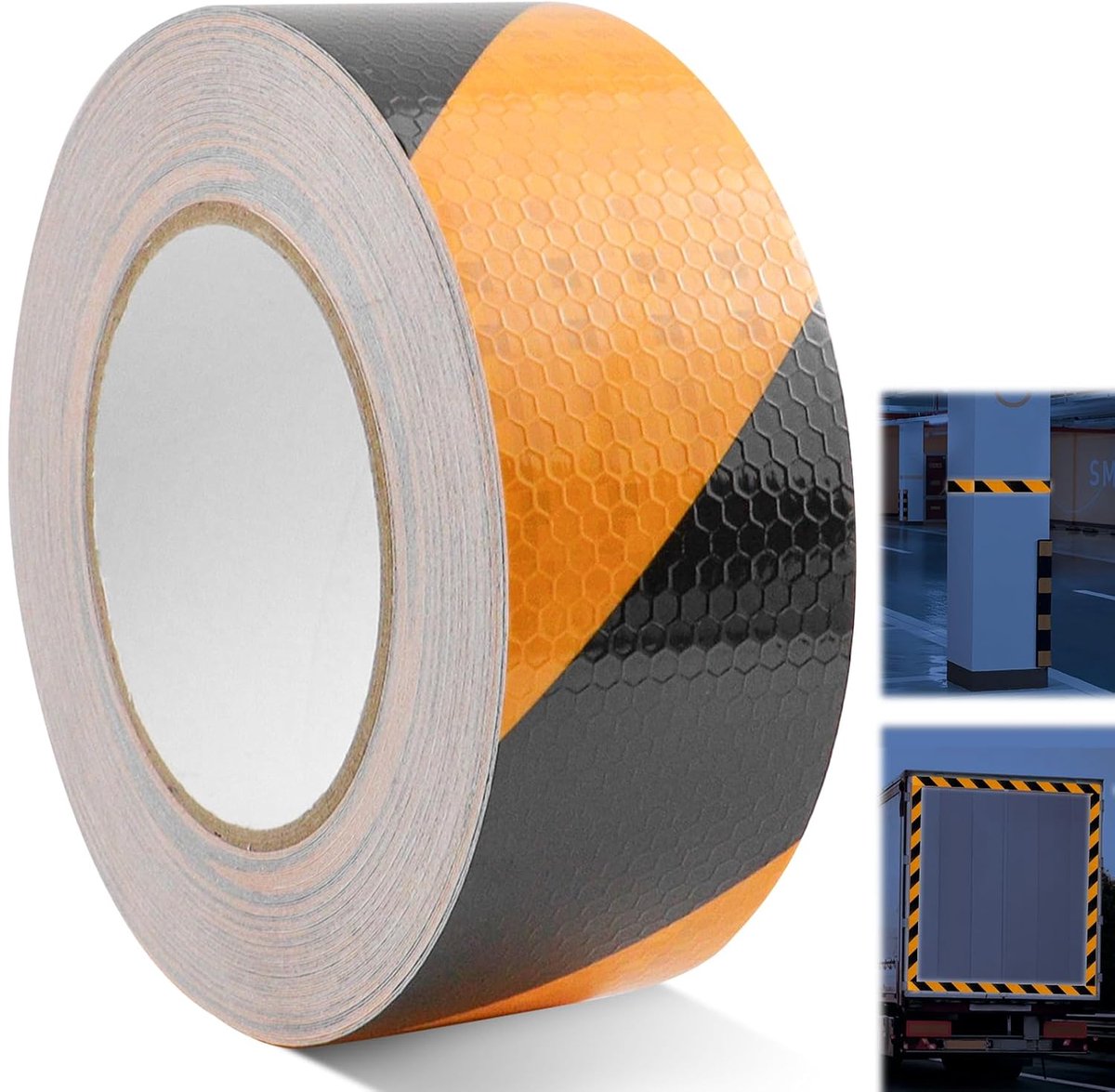 SnelShoppen - Reflecterende Plakband 5 cm x 25 m - Geel en Zwart - Waterdichte Waarschuwingsband - Zelfklevende Markering voor Vloeren, Machines, Voer