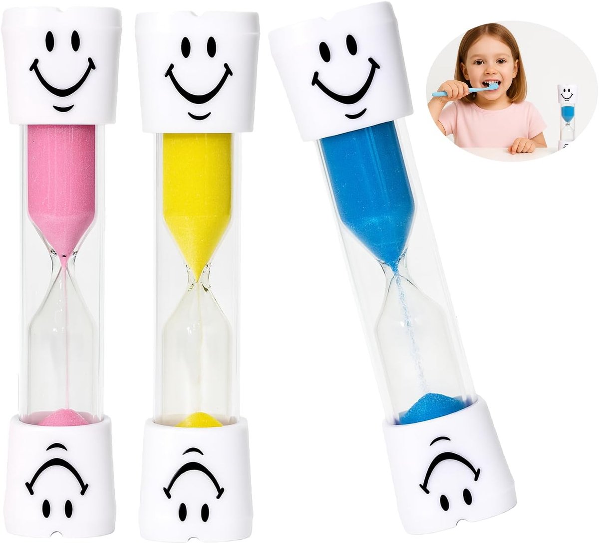 Zandloper set voor kinderen - 3 minuten timer - kleurrijk ontwerp - ideaal voor tandenpoetsen - ShopVlot