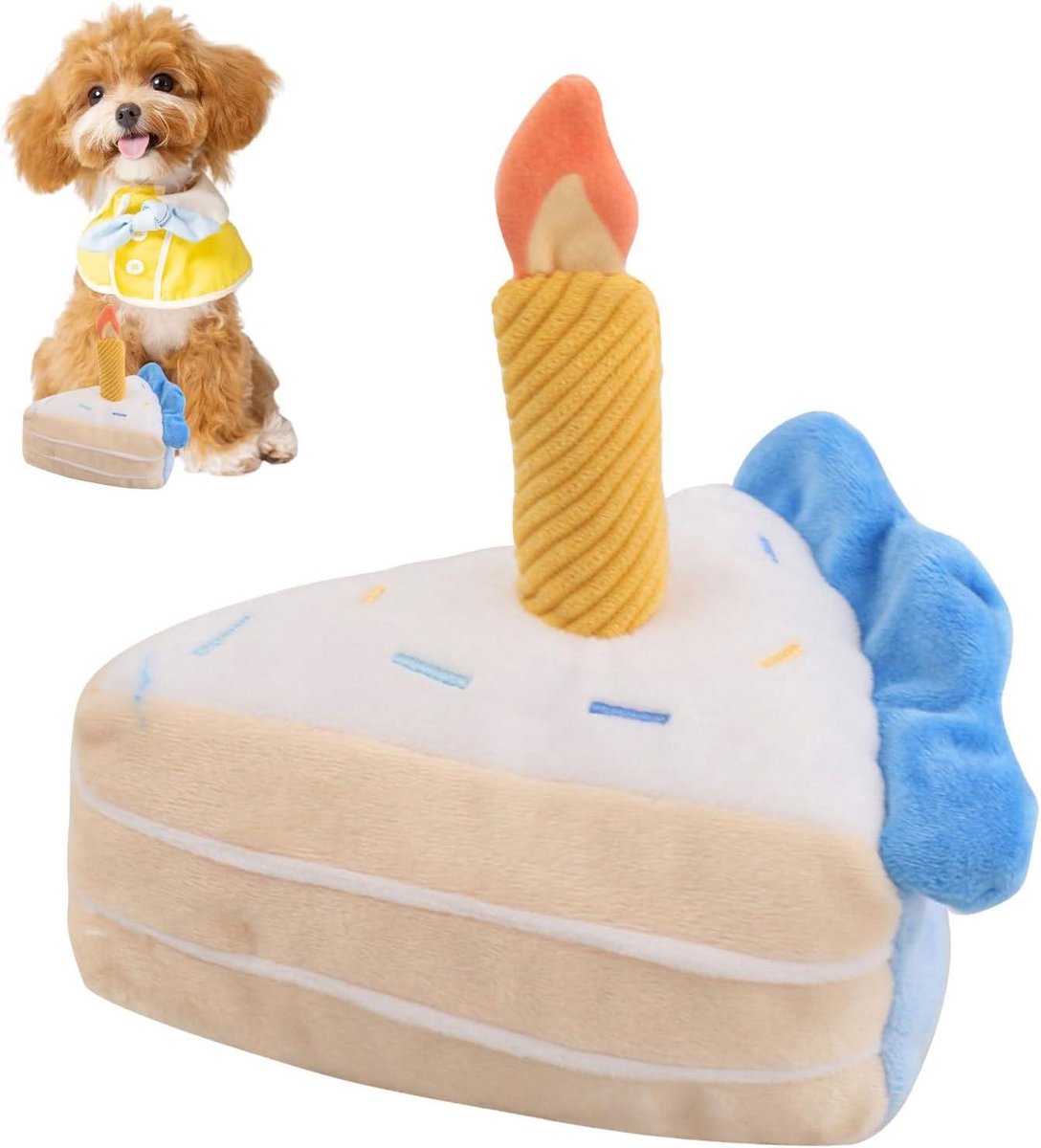 Honden Verjaardagstaart - Hondenspeelgoed Taart - Hond Vermaken - Met Piepfunctie - 16 x 17 cm - Cake