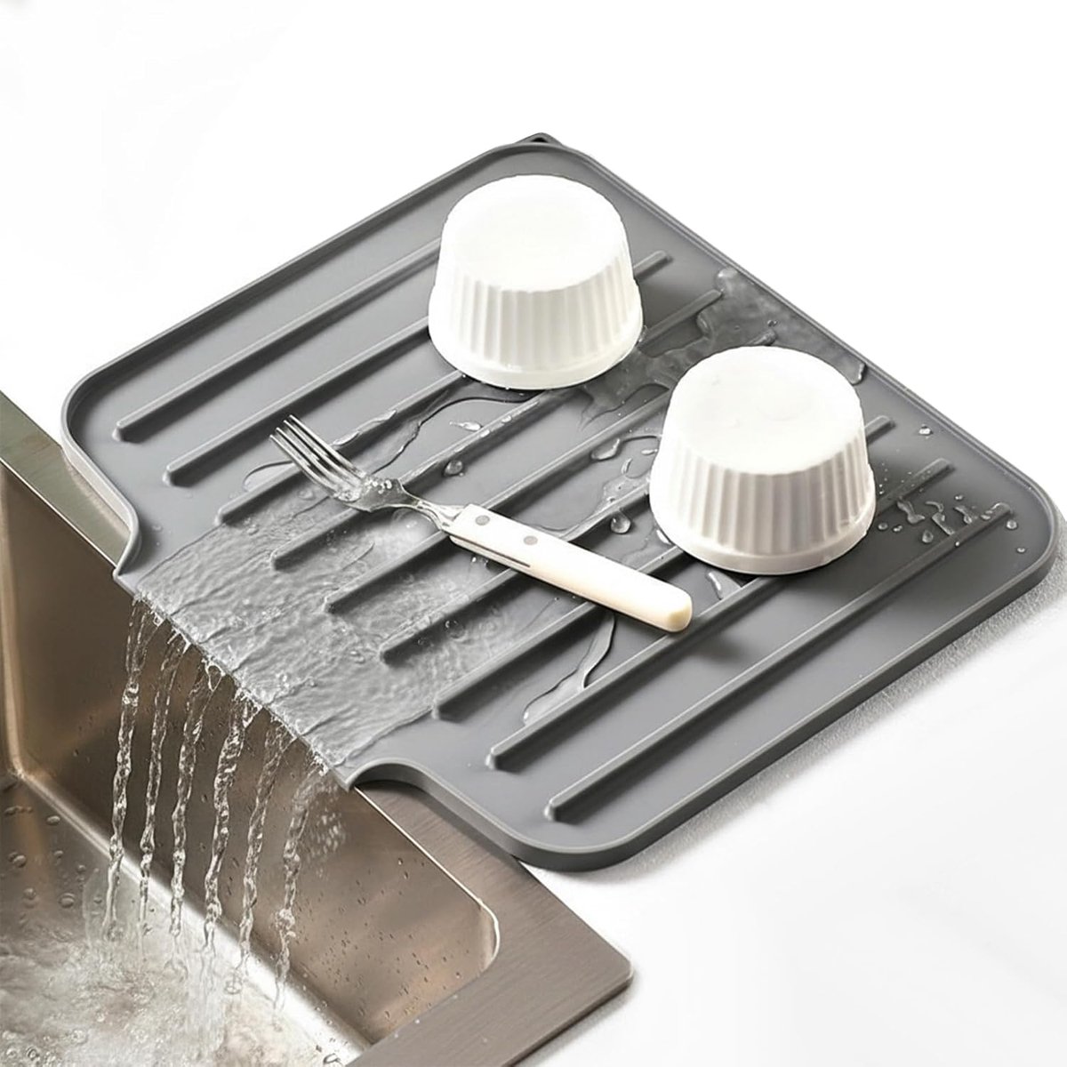 Silicone drainage mat 35 x 30 cm - grijs - absorberend - ideaal voor het drogen van afwas - ShopVlot