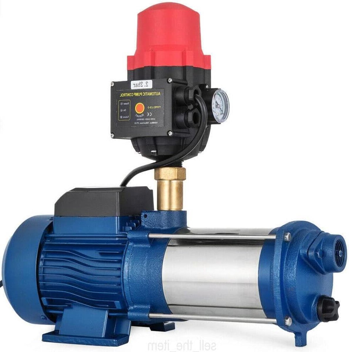 Centrifugaalpomp RVS - Huiswaterpomp Tuinpomp - Watertoevoer Regelen - Met Drukschakelaar - 160 L/min - Blauw
