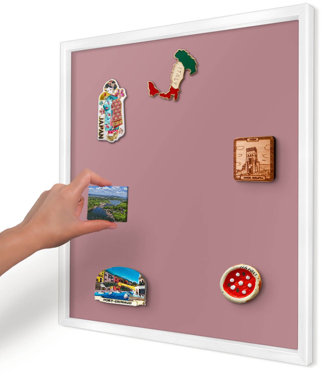 Artprintcave Roze Magneetbord mit Witte Lijst - 50x50 cm - Oudroze Wandbord Magnetisch - Minimalist Magneet Bord mit Frame - Achtergronden En Patronen