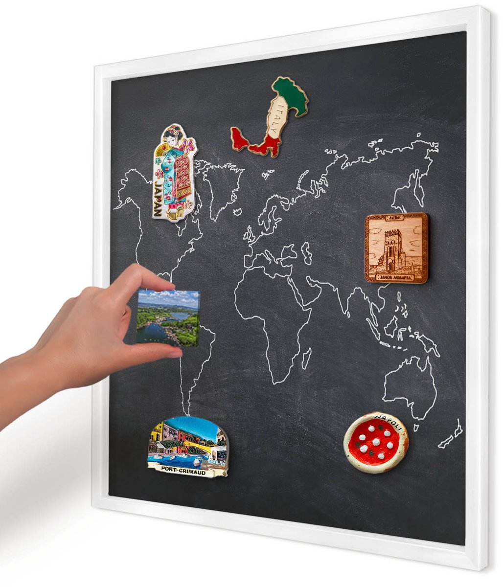 Artprintcave Zwart Magneetbord mit Witte Lijst - 50x50 cm - Krijtwereld Magnetisch Bord - Minimalist Wandbord Magnetisch - Kaarten