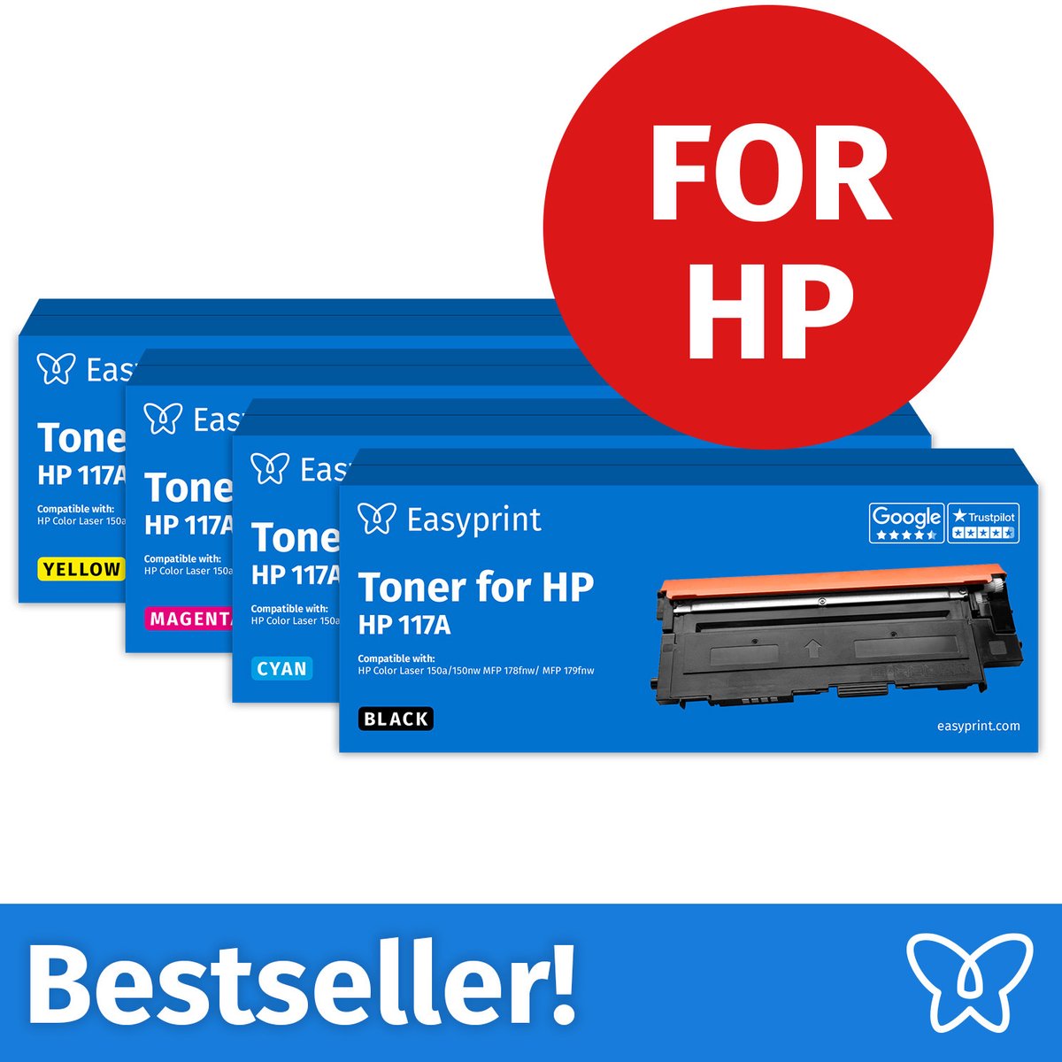 NIEUW: Easyprint Toner voor HP 117A Multipack (BK/C/M/Y), compatibel met HP ColorLaser 150, MFP-178, e.d., 1 stuk