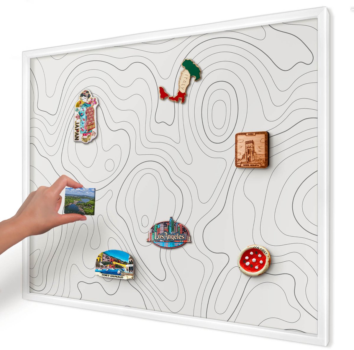 Artprintcave Wit Magneetbord mit Witte Lijst - 80x60 cm - Geometrische Elegantie Magneetbord Voor Keuken - Geometrische Notitiebord - Geometrische