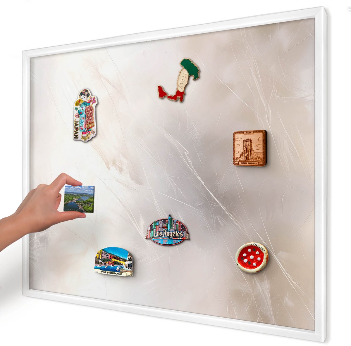Artprintcave Wit Magneetbord mit Witte Lijst - 80x60 cm - Zachte Lichtheid Magneetbord Voor Keuken - Minimalist Magneet Bord mit Frame - Achtergronden En Patronen