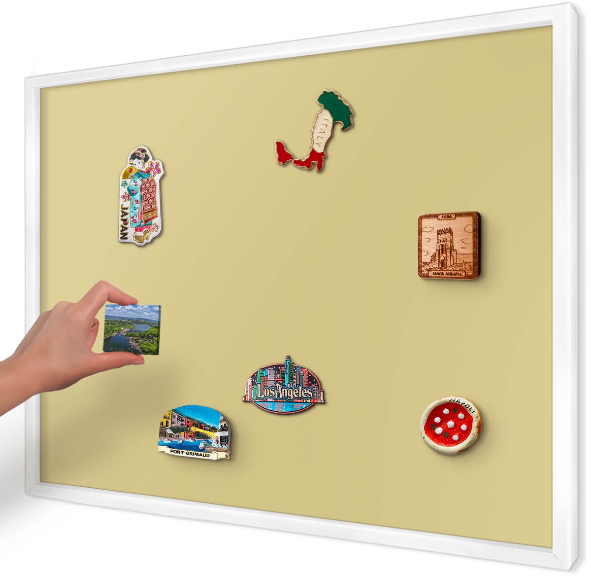 Artprintcave Geel Magneetbord mit Witte Lijst - 70x50 cm - Vintage Geel Magnetisch Bord Voor Magneten - Minimalist Magnetisch Bord - Achtergronden En Patronen