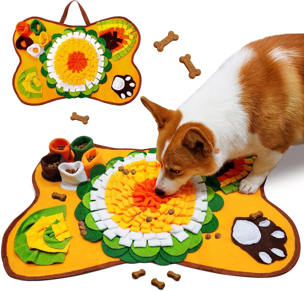 Voedermat voor honden, snuffeltapijt voor mentale stimulatie en plezier, oranje kleur