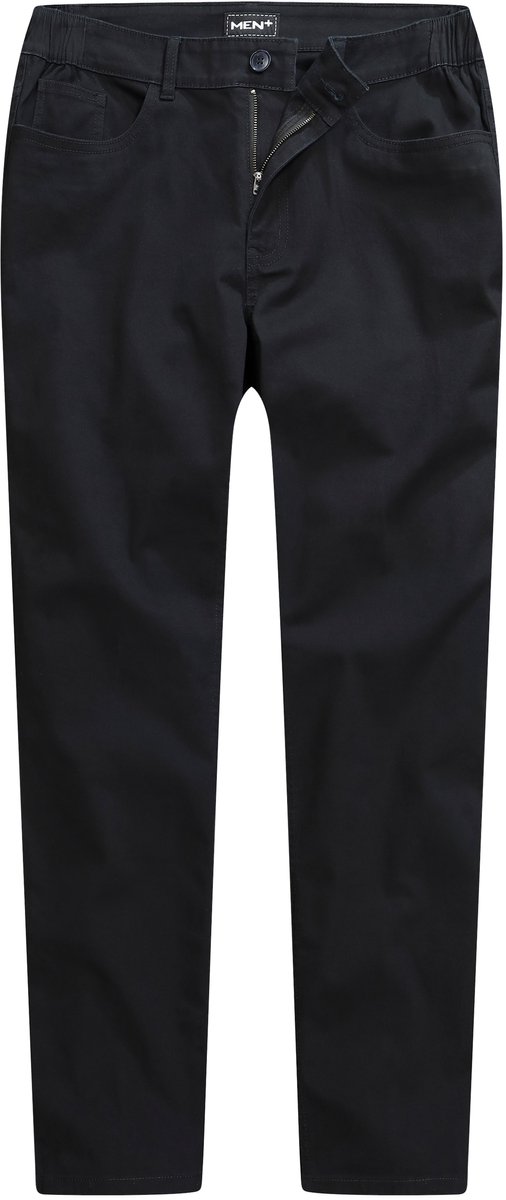 Men Plus - Heren - Broek van twill gedeeltelijk elastische tailleband - Zwart - Maat 28