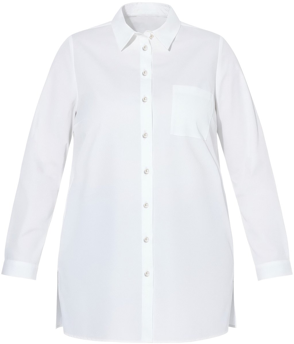 Studio Untold - Dames - Overhemdblouse boxy shape parelknoopjes - Off-white - Maat 46+