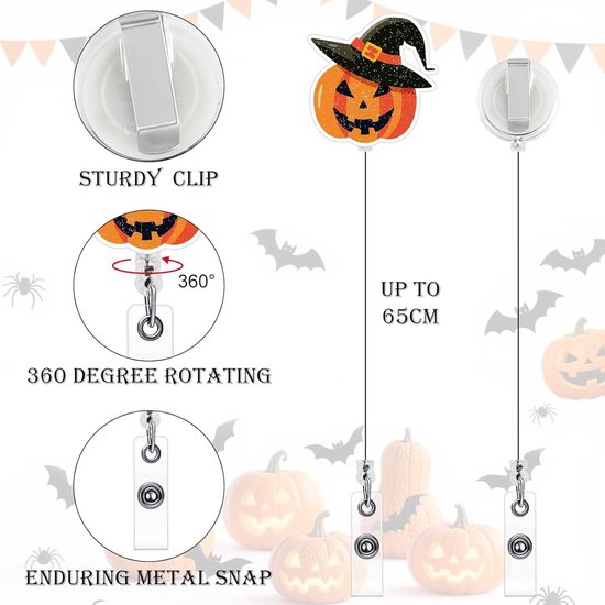 10 Stuks Halloween Zuster Badge Reel - Grappige ID Badge Houder met Inklapbare Clip voor Onderwijs, Kantoor en Zorgprofessionals — afbeelding 5