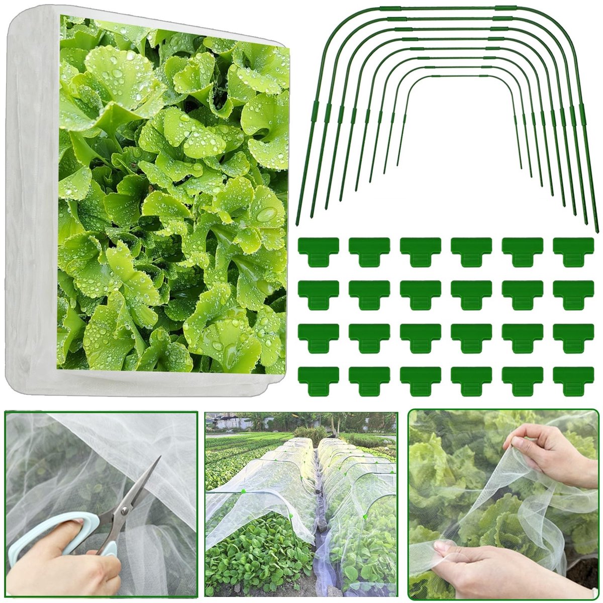 Omgoods - Tuin Netten Set van 3x10M met Steunen