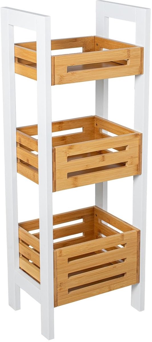 Omgoods - Badkamerrek met 3 Mandjes van Hout