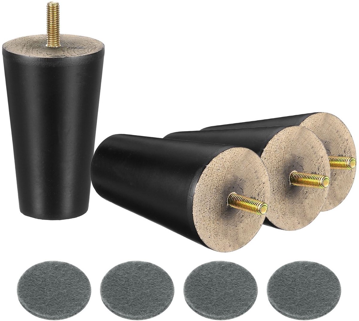 Omgoods - 4 Stuks Houten Meubelpoten 10cm Zwart