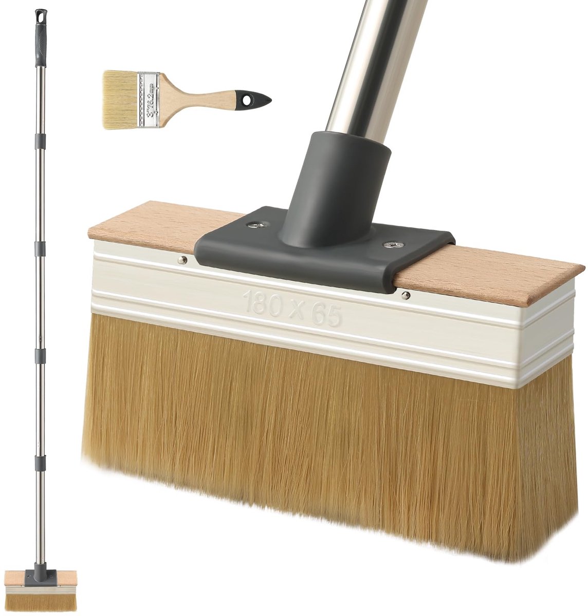 Omgoods - Platte Kwast met Lange Steel (150cm) voor Schilderen en Decoratie
