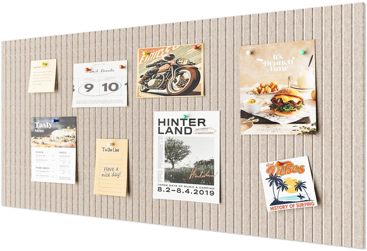 Omgoods- Prikbord Groot - Decoratief Vilt - Opvouwbaar Displaybord - 120 x 80 cm - 0,9 cm Dik - Zelfklevende Tape - Bulletin Board