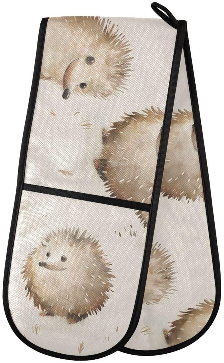Omgoods - Ovenhandschoenen Dubbele Ovenhandschoenen Egel Bosdieren - Hittebestendig en Gevoerd voor Keuken en Grill