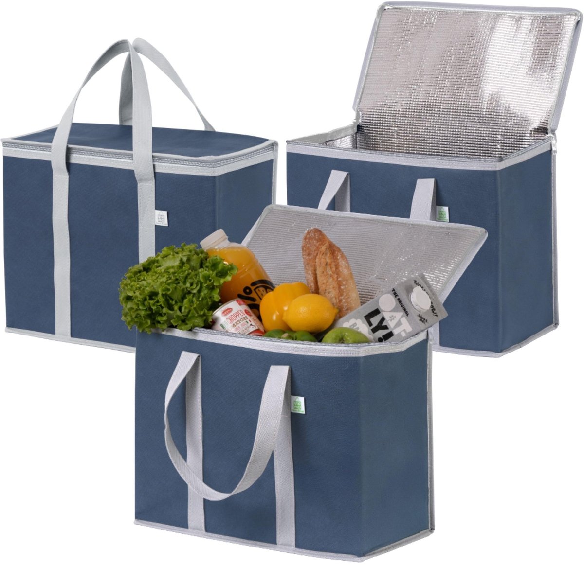 Omgoods - 3 Pack Geïsoleerde Koeltas - Herbruikbare Winkeltassen met Rits