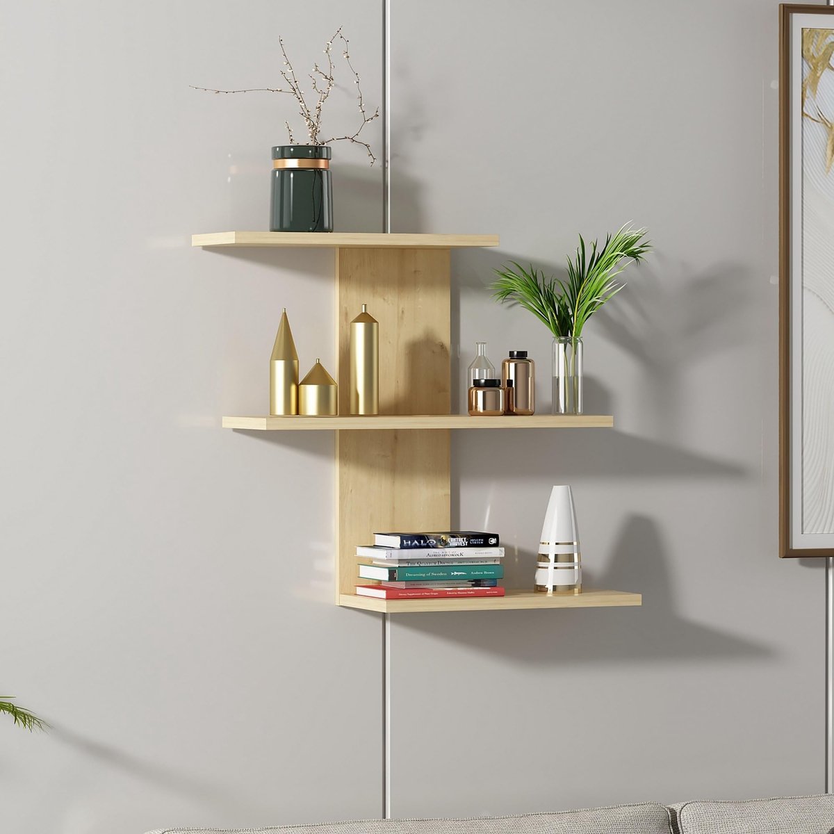 Omgoods - Wandplank Eiken Afwerking 69.8 x 21.3 x 59.7 cm van Melamine Gecoat Spaanplaat