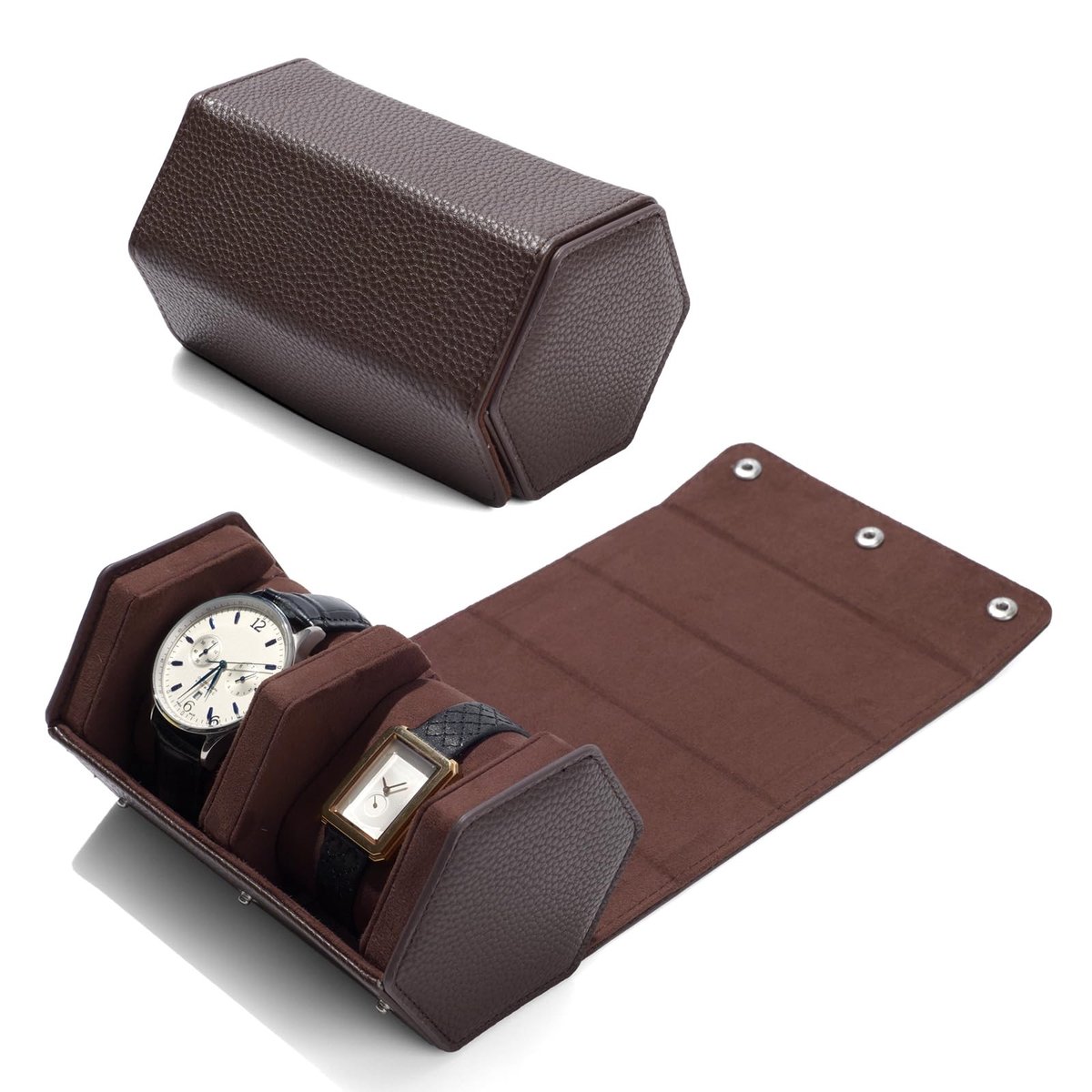 Omgoods - Luxe Horloge Etui van Echt Leer met Ruimte voor 2 Horloges
