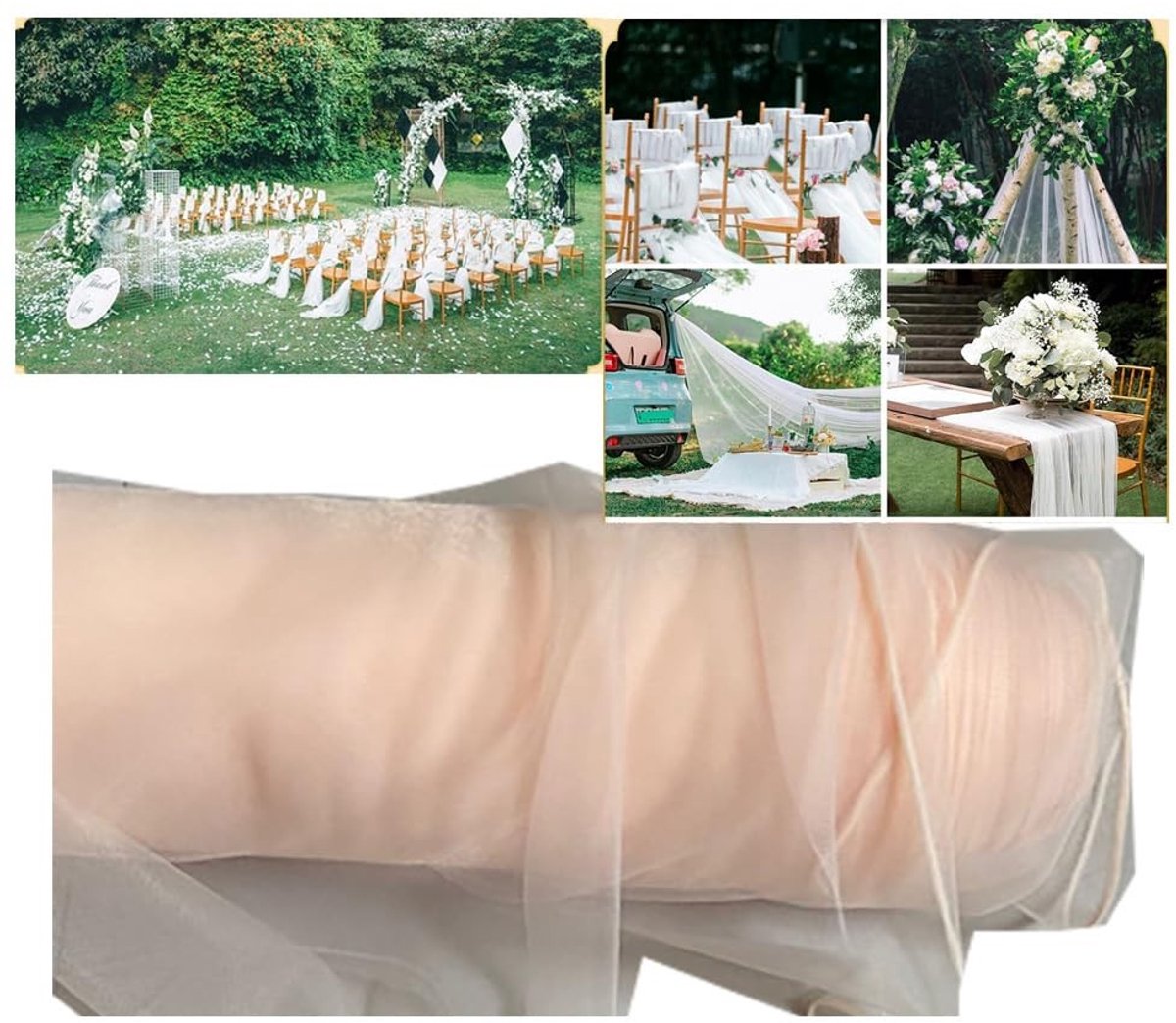 Omgoods - Transparante Tulle Stof 30 m x 160 cm voor Decoratie