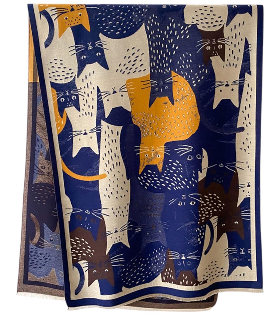 Omgoods - Pashmina Sjaal met Kattenprint voor Dames in Herfst en Winter