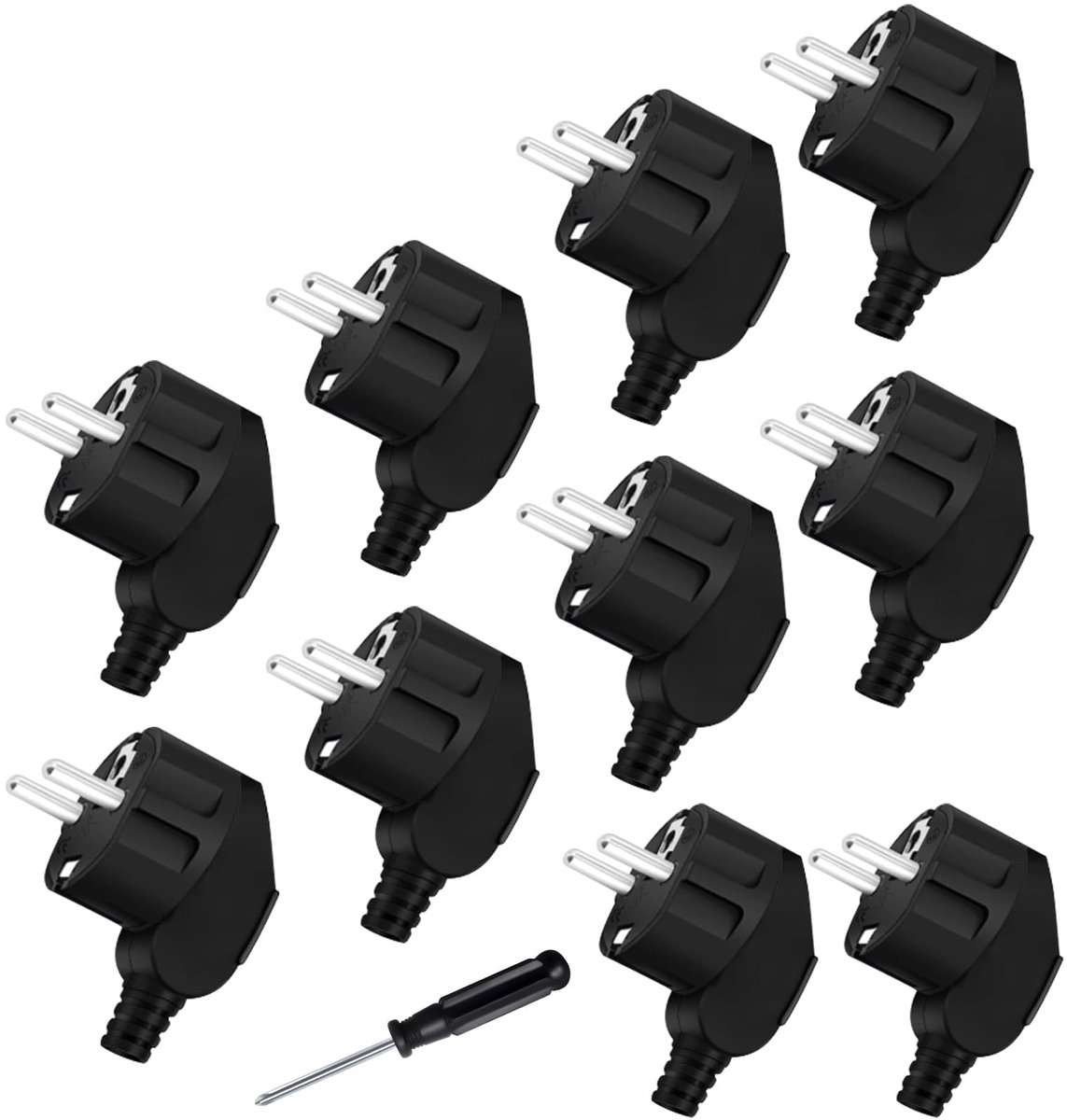 Omgoods - Pack van 10 Schuko Stekkers met Schroevendraaier voor 250V