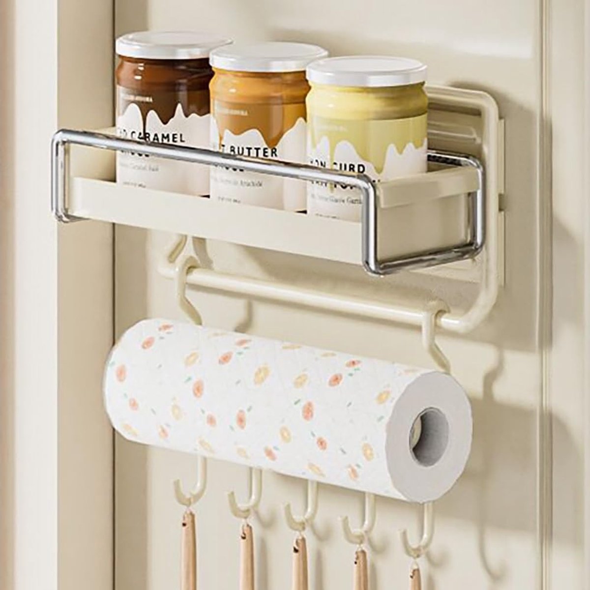 Omgoods - Magnetische Koelkastplank Organizer - Multifunctioneel Specerijenrek met Tissuehouder