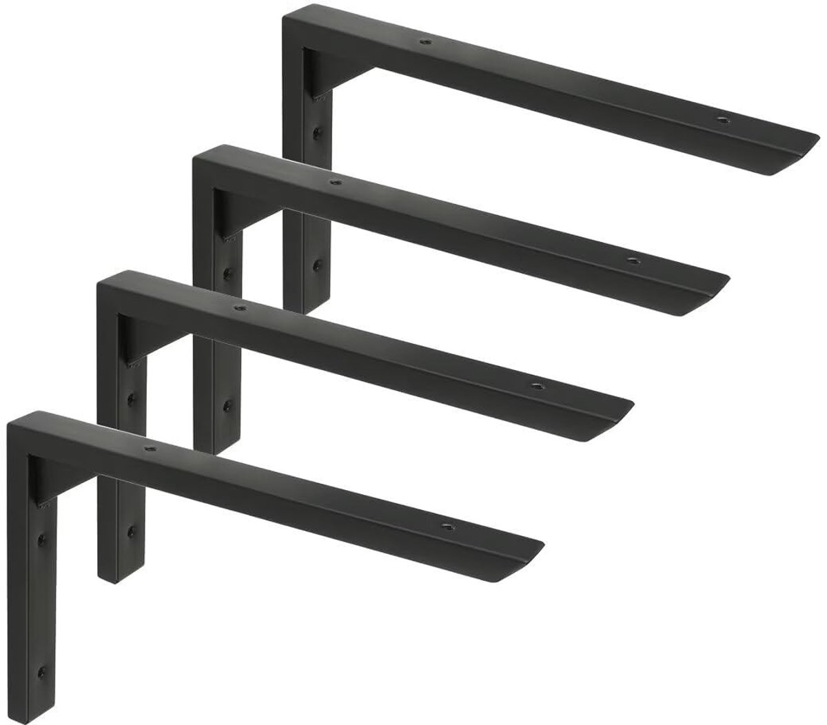 Omgoods - 4 Stuks L-Plankhouders van Roestvrij Staal voor Wandmontage