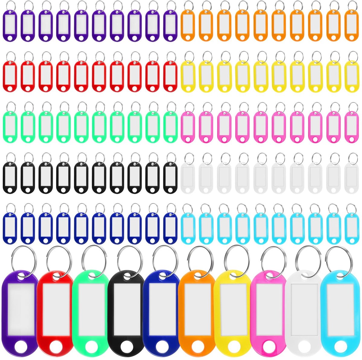 Omgoods - Set van 500 Plastic Sleutelhangers met Labels in 10 Kleuren