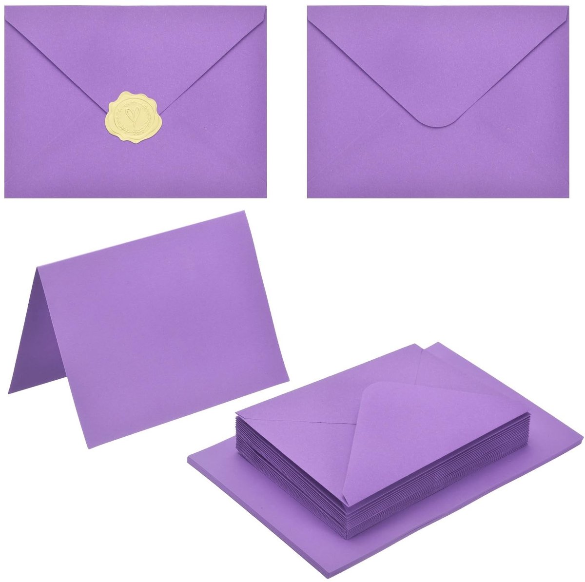 Omgoods - Set van 50 Donkerpaarse Enveloppen met Kaarten