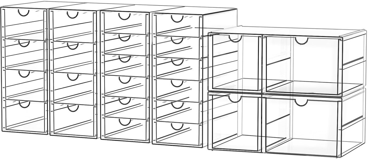 Omgoods - Desk Organizer met 24 Laden - Stapelbare Makeup Organizer voor Cosmetica en Kantoorbenodigdheden