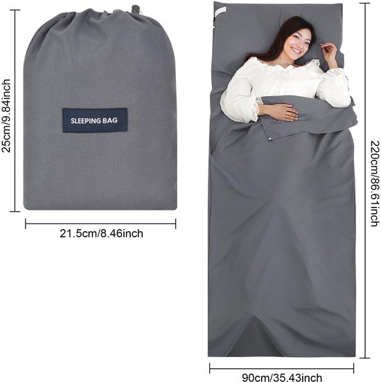 Omgoods- Slaapzak 220 x 90 cm - Ultralichte Reisslaapzak - Compacte Slaapzak - Microvezel - Kussenvak - Opvouwbaar 26 x 21 x 1,5 cm - Reislaken — afbeelding 3
