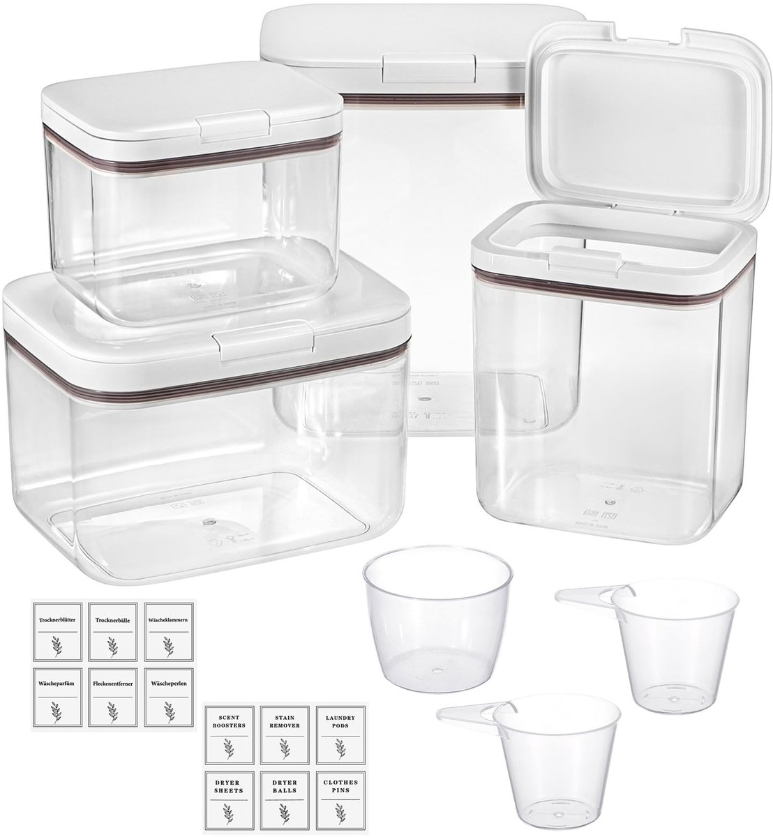 Omgoods - Set van 4 Transparante Opbergcontainers met Maatbeker